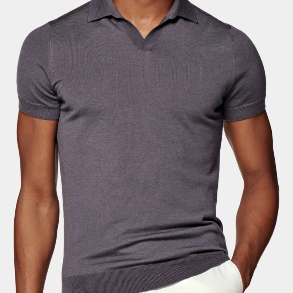 Purple Merino Buttonless Polo - S